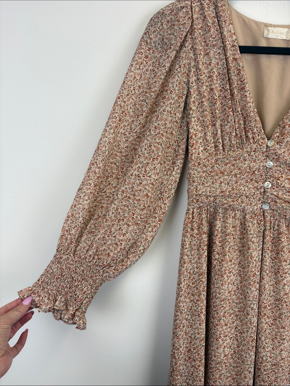 Altar’d State Floral Prairie Maxi Dress Cottagecore Boho Tiered Long Sleeve XS - Picture 5 of 10
